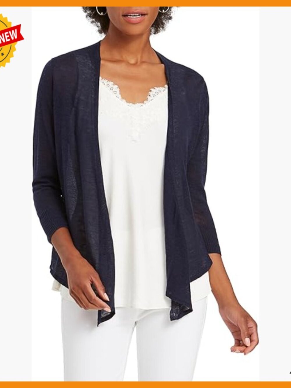 Lightweight Knit Cardigan, Versatile 4-Way Wear, Hip Length